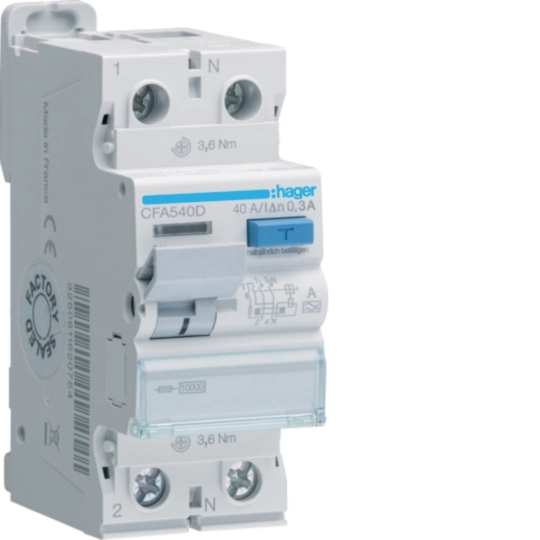 Fehlerstromschutzschalter 2 polig 10kA 40A 300mA Typ A