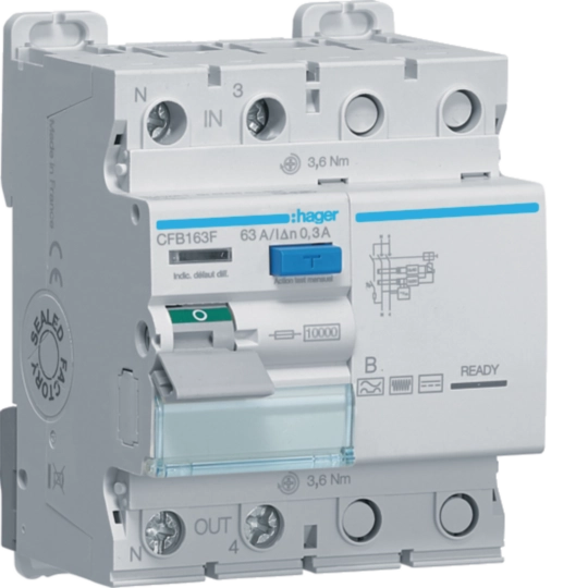CFB163F - Interrupteur différentiel 1P+N 63A 300mA type B