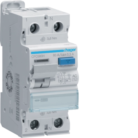 CFC580H - Interruttore differenziale puro 2P 80A tipo AC 300mA 2M