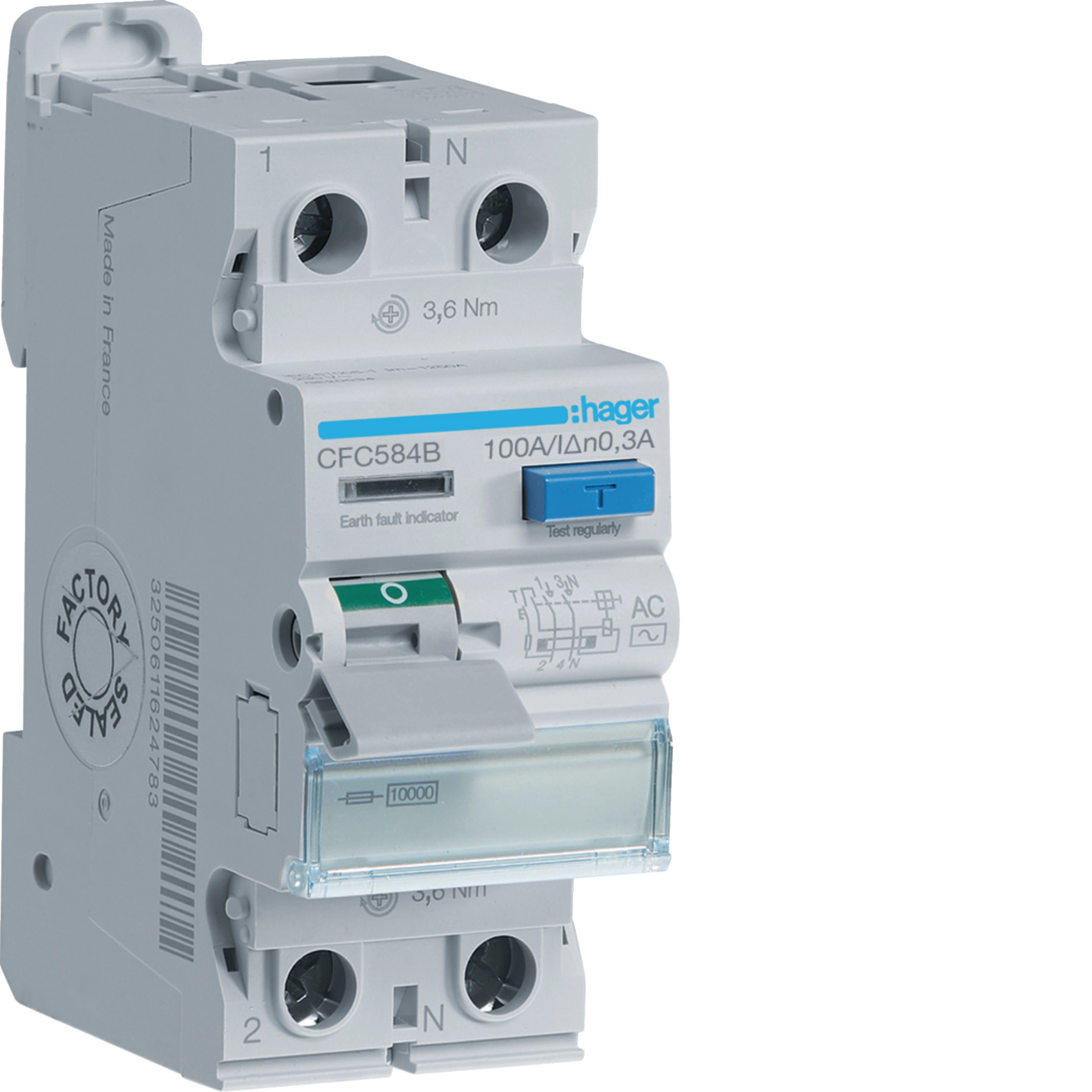 RCCB 1P+N 100A 300mA AC • CFC584B | Hager