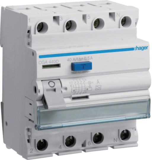 CGA440D - Fehlerstromschutzschalter 4 polig 6kA 40A 500mA Typ A
