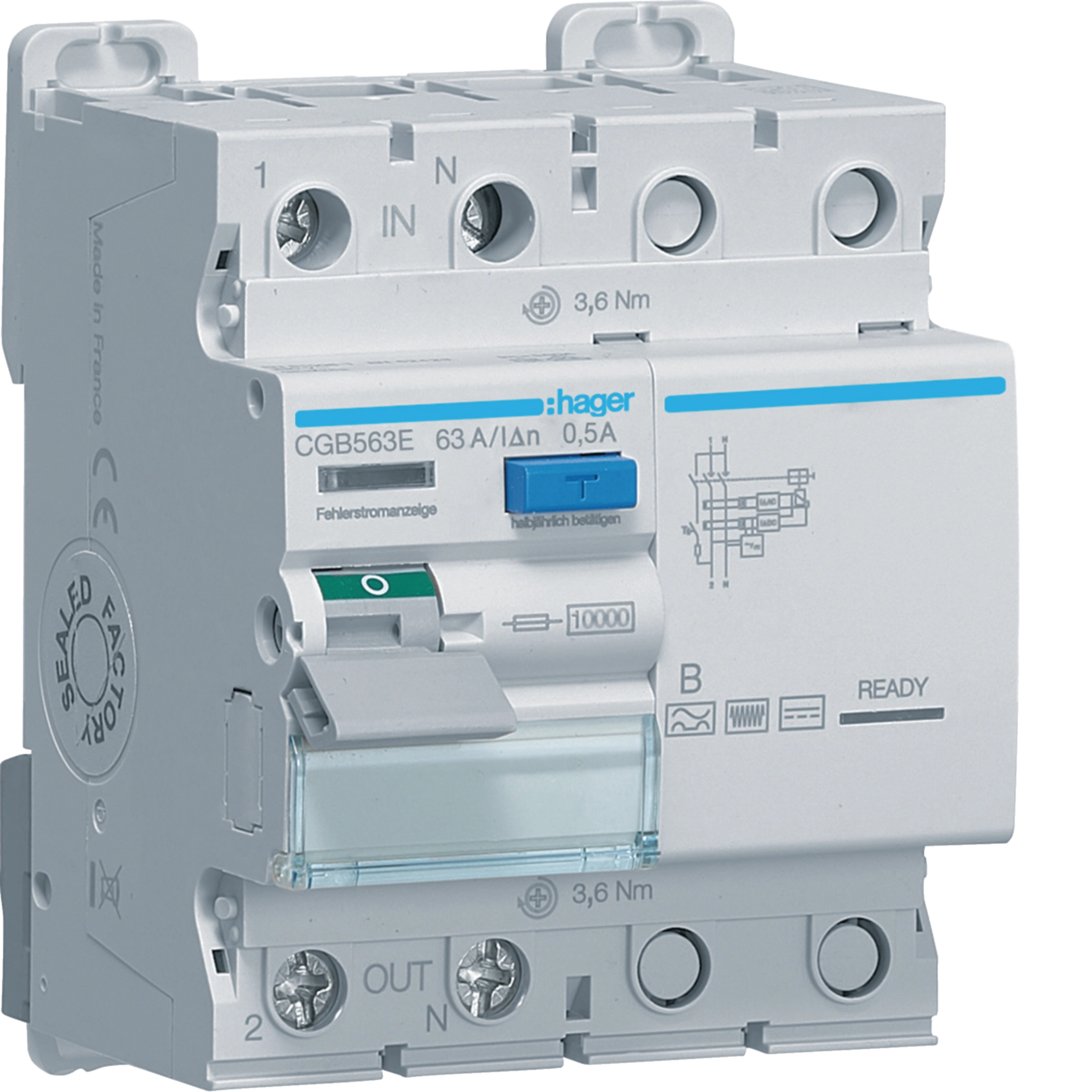 CGB563E - Interruttore differenziale puro 2P 63A tipo B 500mA 4M