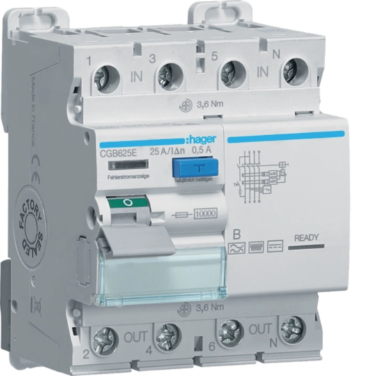 CGB625E - Interruttore differenziale puro 4P 25A tipo B 500mA 4M