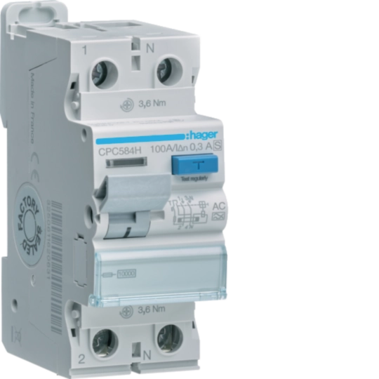 CPC584H - Interruttore differenziale puro 2P 100A tipo AC selettivo 300mA 2M