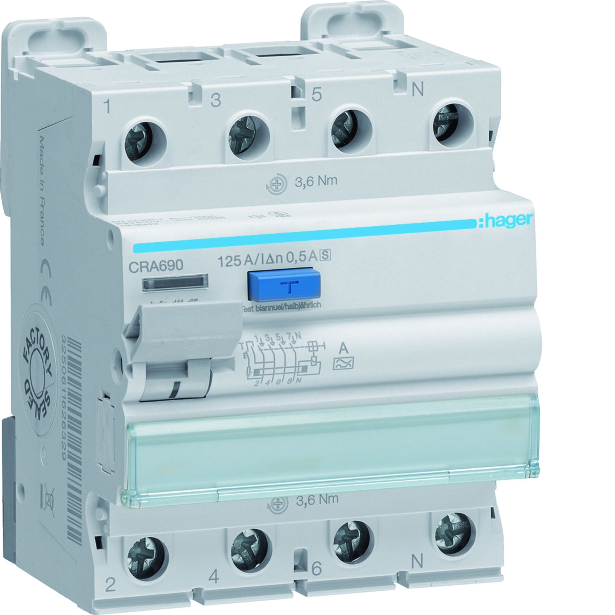 INT DIFF ACC 3P+N 500MA 125A A SEL 4M