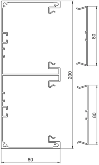 BRAP802001ELN - Socle de goul.alu,80x200,2comp,anodisé