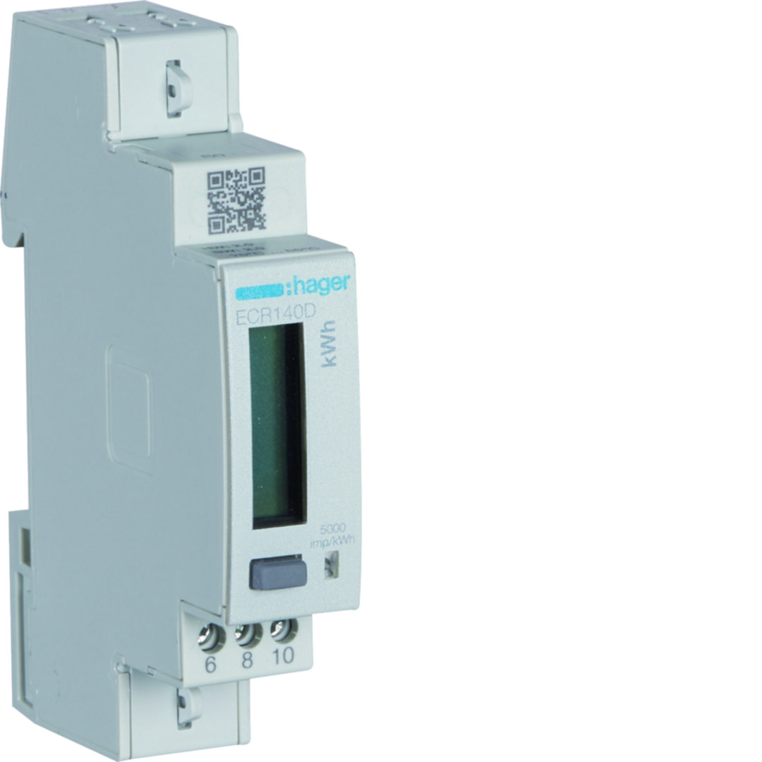 Fogyasztásmérő 1F impulzusadós LCD MID Modbus 40A direkt elektronikus 92-276V 1-fázis ECR Hager