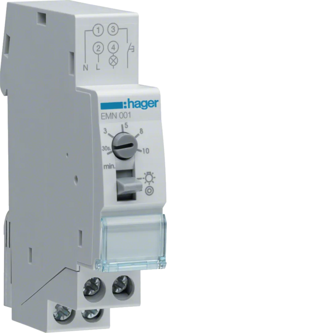EMN001 - Luce Scale Elettr.- 1 Na 16A - 230V 50Hz - Aut/Man - 1 Mod.Din - 3-4 Fili