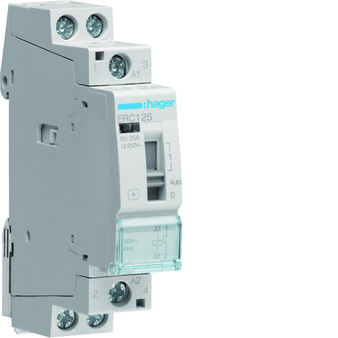 Installációs kontaktor sorolható 0-Aut-1 25A/ 230V AC 230V AC-műk 1M ERC Hager