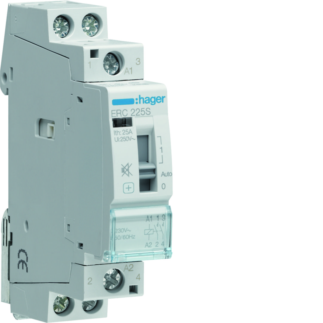 Installációs kontaktor sorolható 25A 250V AC 2-z 230V AC-műk 1mod Hager