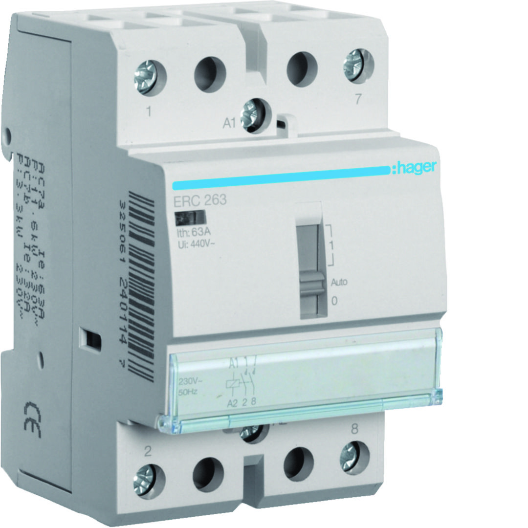 Installációs kontaktor sorolható 0-Aut-1 63A/ 400V AC 230V AC-műk 3M ERC Hager