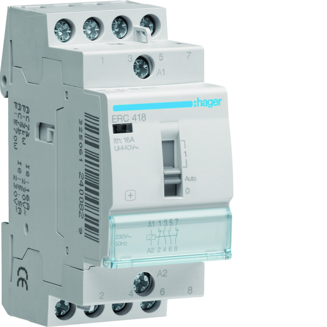 Installációs kontaktor sorolható 0-Aut-1 16A/ 400V AC 230V AC-műk 2M ERC Hager