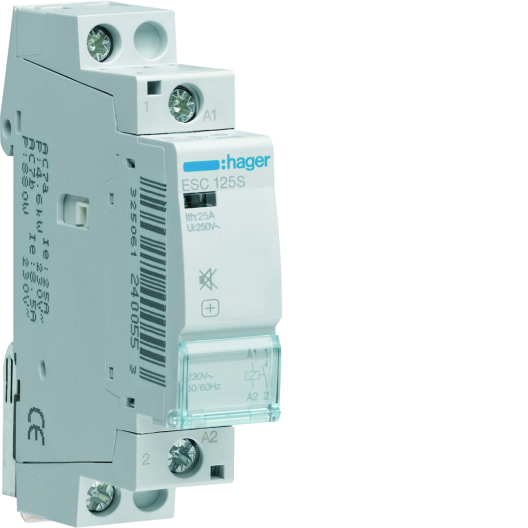 Installációs kontaktor sorolható csendes 25A/ 230V AC 230V AC-műk 1M ESC Hager