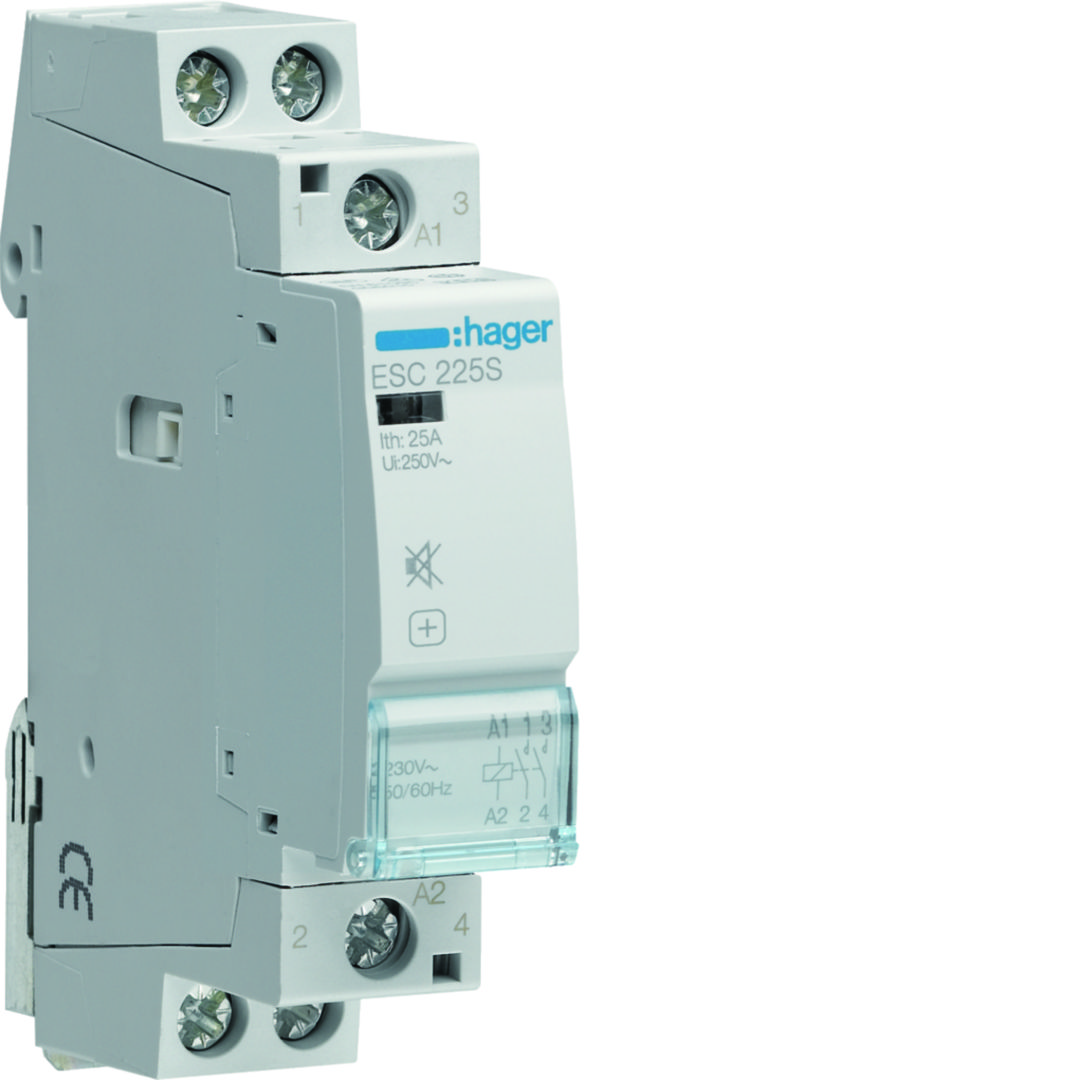 Installációs kontaktor sorolható csendes 25A/ 230V AC 230V AC-műk 1M ESC Hager