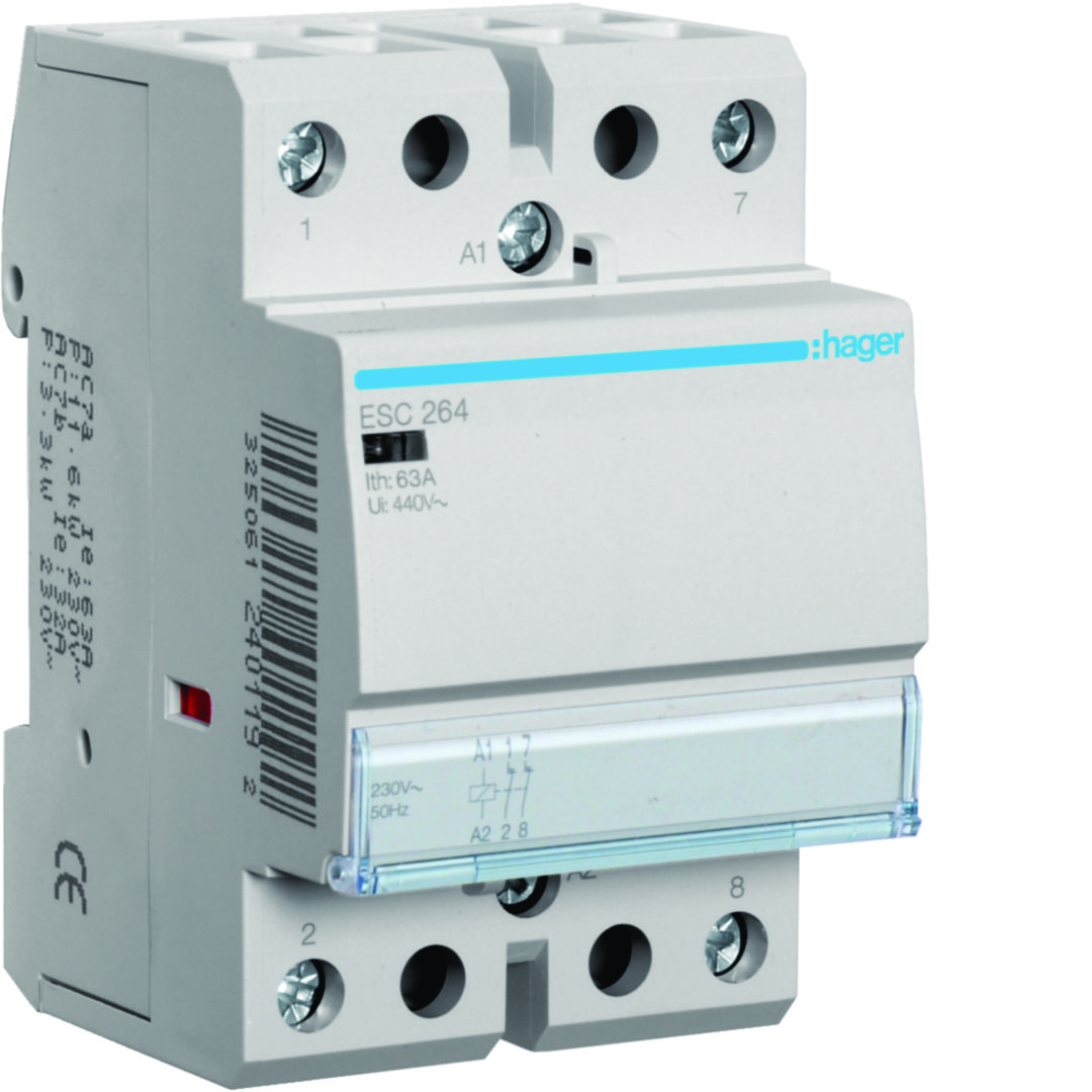 Installációs kontaktor sorolható 63A/ 400V AC 230V AC-műk 3M ESC Hager