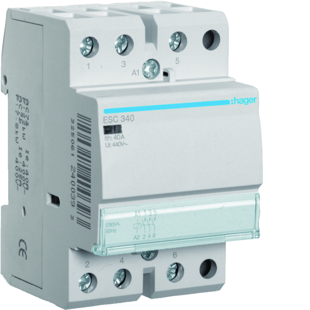 Installációs kontaktor sorolható 40A/ 400V AC 230V AC-műk 3M ESC Hager