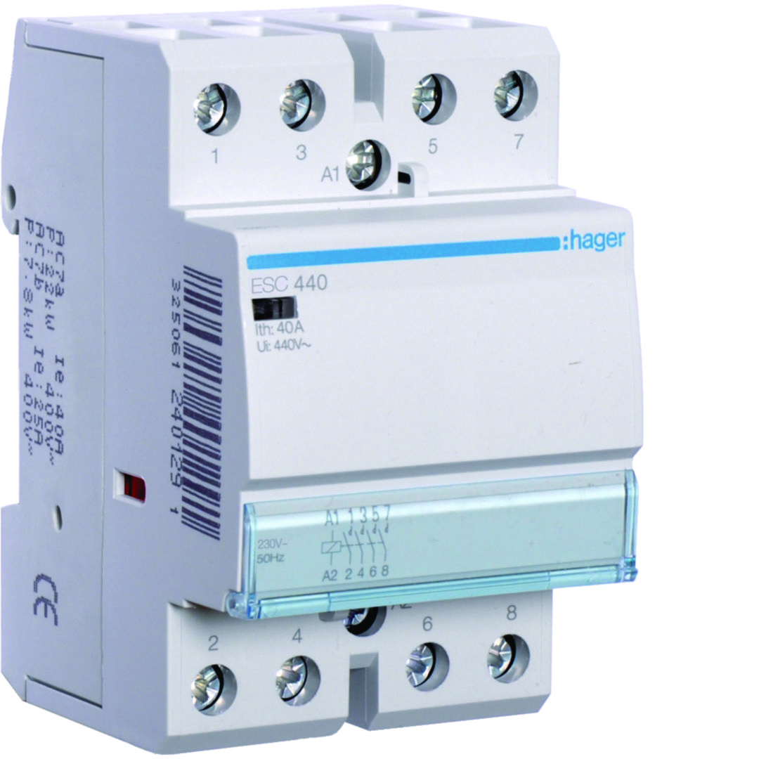 Installációs kontaktor sorolható 40A 400V AC 4-z 230V AC-műk 2mod Hager
