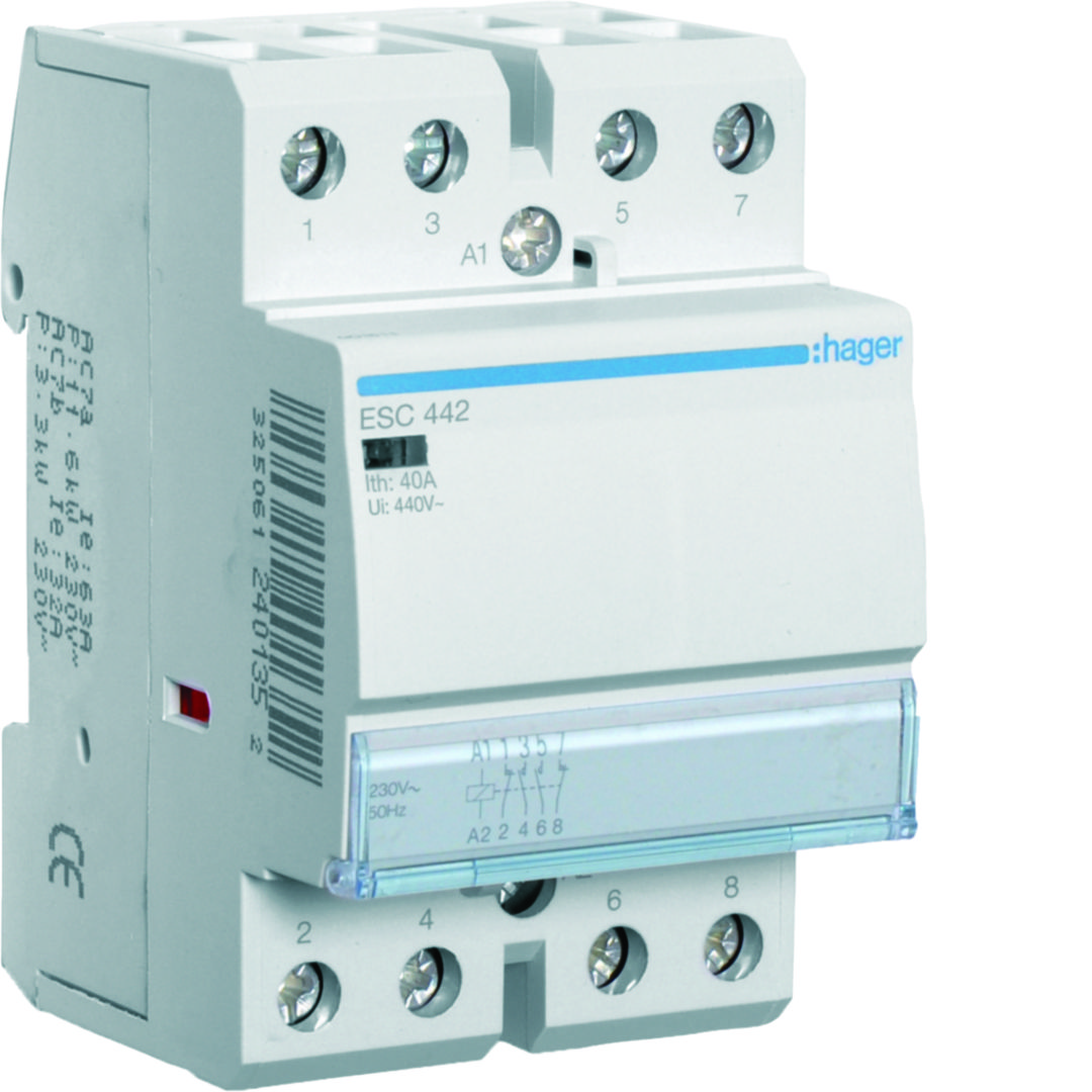 Installációs kontaktor sorolható 40A/ 400V AC 230V AC-műk 3M ESC Hager