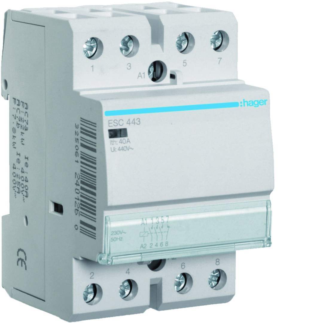Installációs kontaktor sorolható 40A/ 400V AC 230V AC-műk 3M ESC Hager