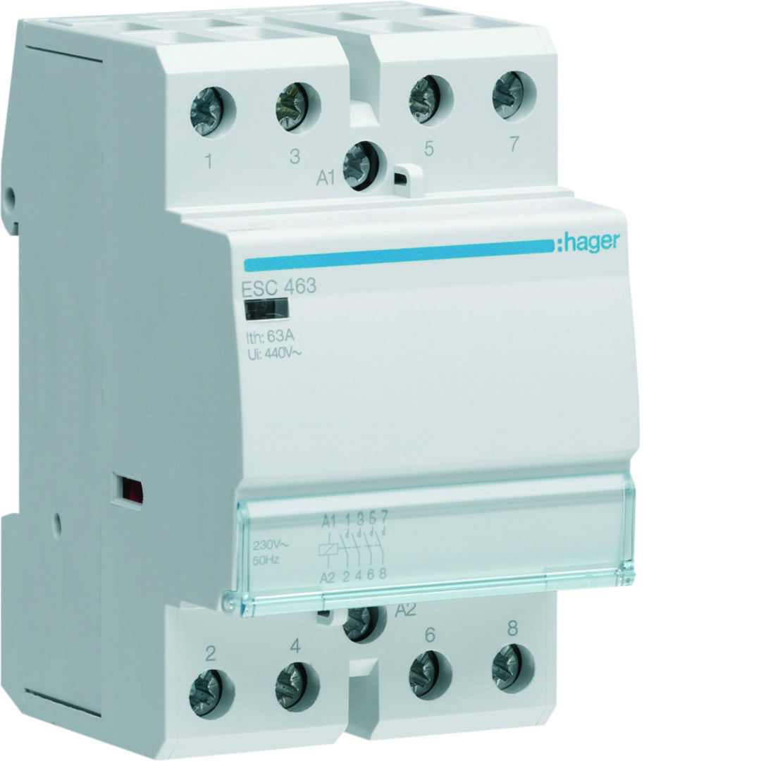Installációs kontaktor sorolható 63A 400V AC 4-z 230V AC-műk 2mod Hager