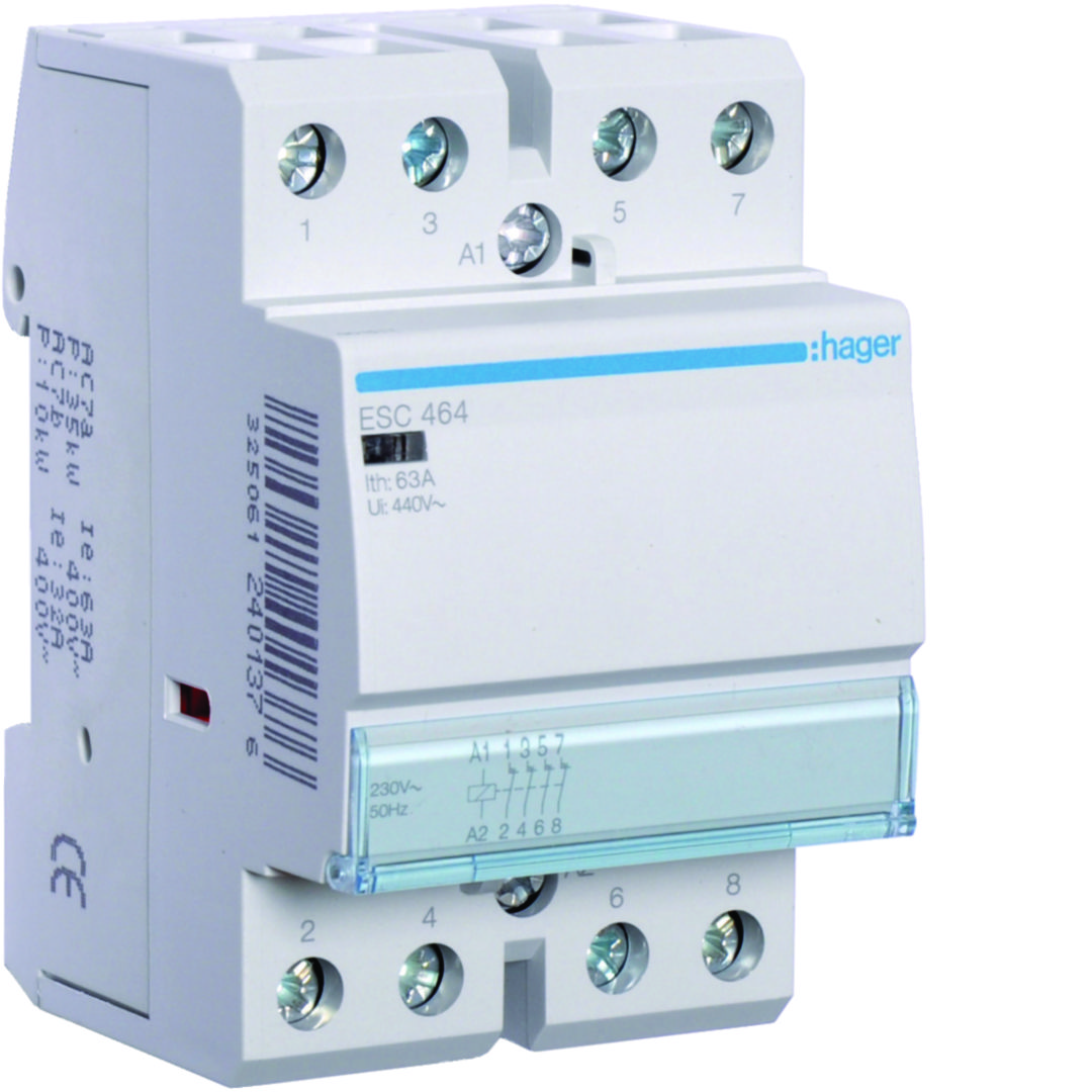 Installációs kontaktor sorolható 63A/ 400V AC 230V AC-műk 3M ESC Hager