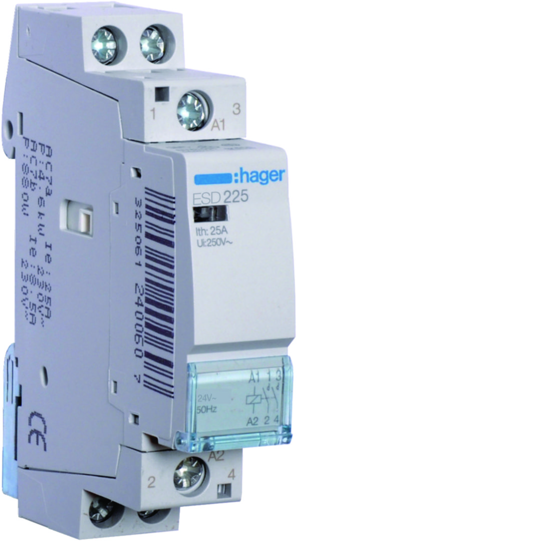Installációs kontaktor sorolható 25A/ 230V AC 24V AC-műk 1M ESD Hager