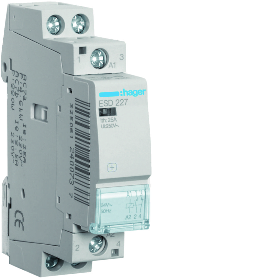 Installációs kontaktor sorolható 25A/ 230V AC 24V AC-műk 1M ESD Hager