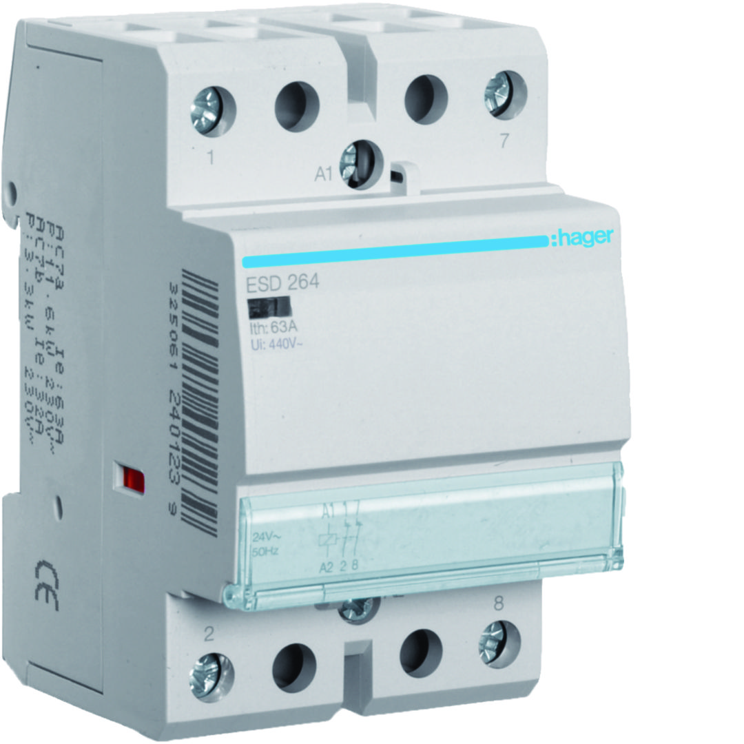 Installációs kontaktor sorolható 63A/ 400V AC 24V AC-műk 3M ESD Hager