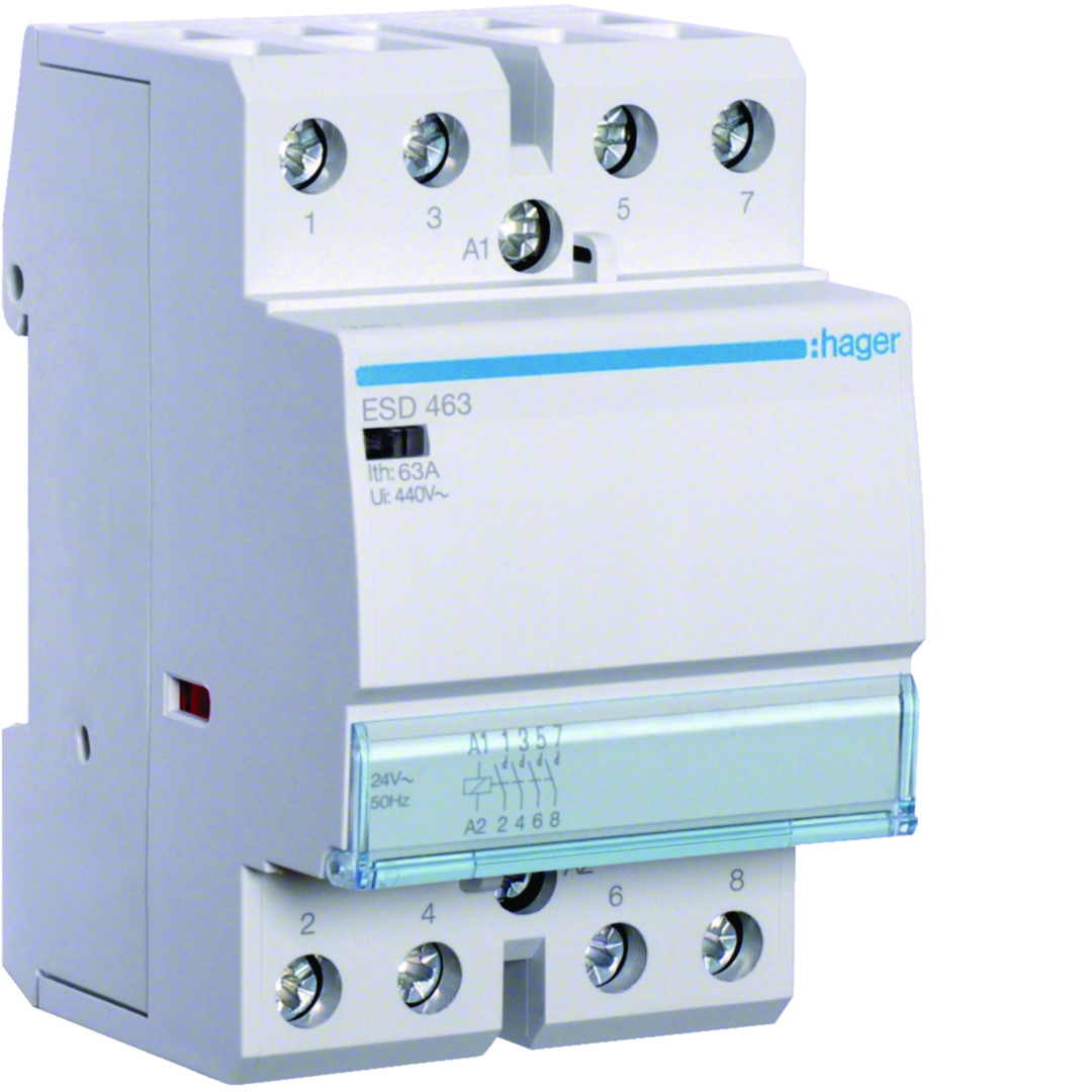 Installációs kontaktor sorolható 63A/ 400V AC 24V AC-műk 3M ESD Hager