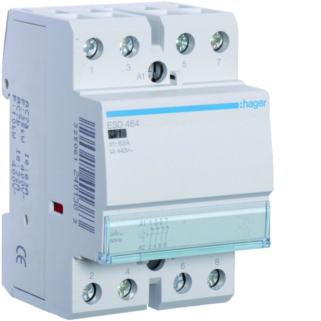 Installációs kontaktor sorolható 63A/ 400V AC 24V AC-műk 3M ESD Hager
