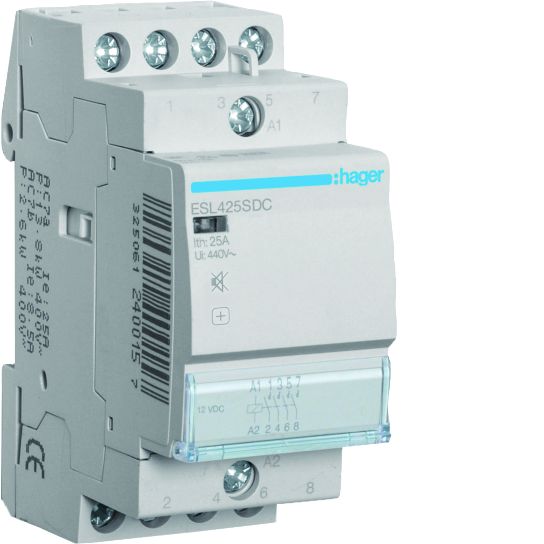 CONTATTORE SILENZIOSO 4NA 12VDC 25A 2M