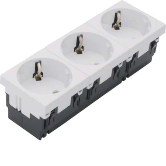 ESR3339010 - SCHUKO Dreifachsteckdose 33°-Ausrichtung 16A/250V Rastec 45 reinweiß