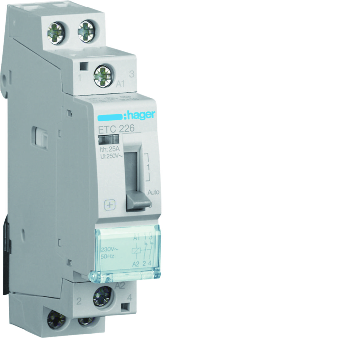 Installációs kontaktor sorolható 0-Aut-1 25A/ 230V AC 230V AC-műk 1M ETC Hager