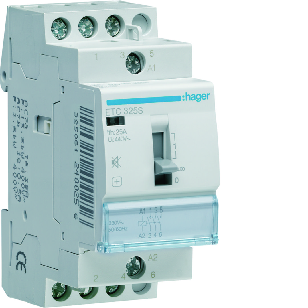 Installációs kontaktor sorolható 0-Aut-1 25A/ 400V AC 230V AC-műk 2M ETC Hager