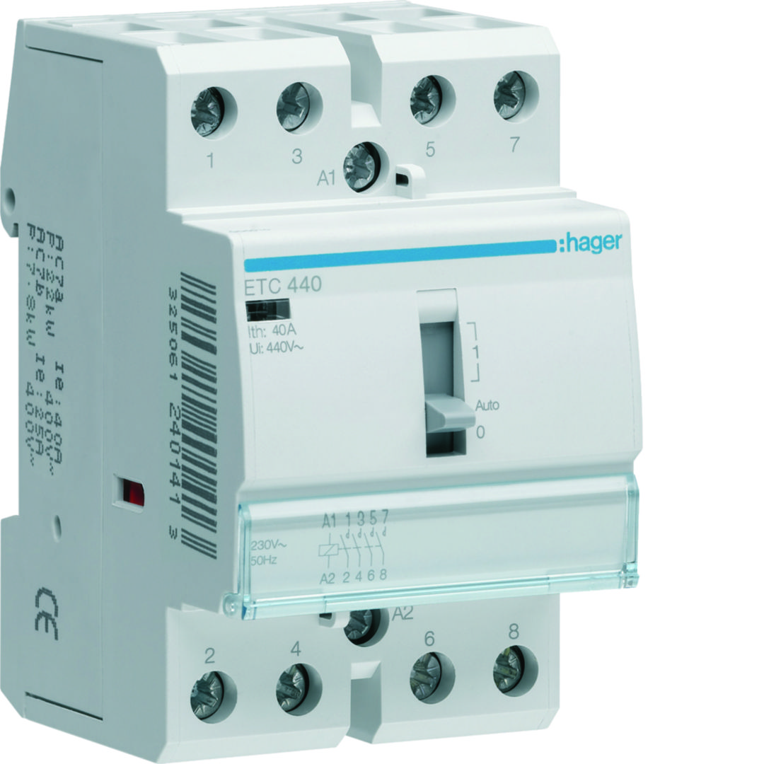Installációs kontaktor sorolható 0-Aut-1 40A/ 400V AC 230V AC-műk 3M ETC Hager