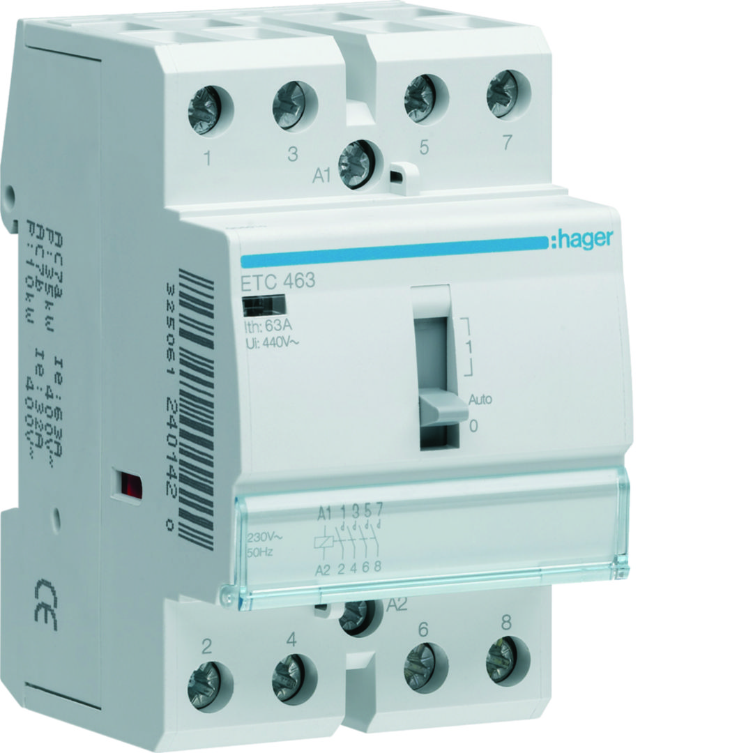 Installációs kontaktor sorolható 0-Aut-1 63A/ 400V AC 230V AC-műk 3M ETC Hager