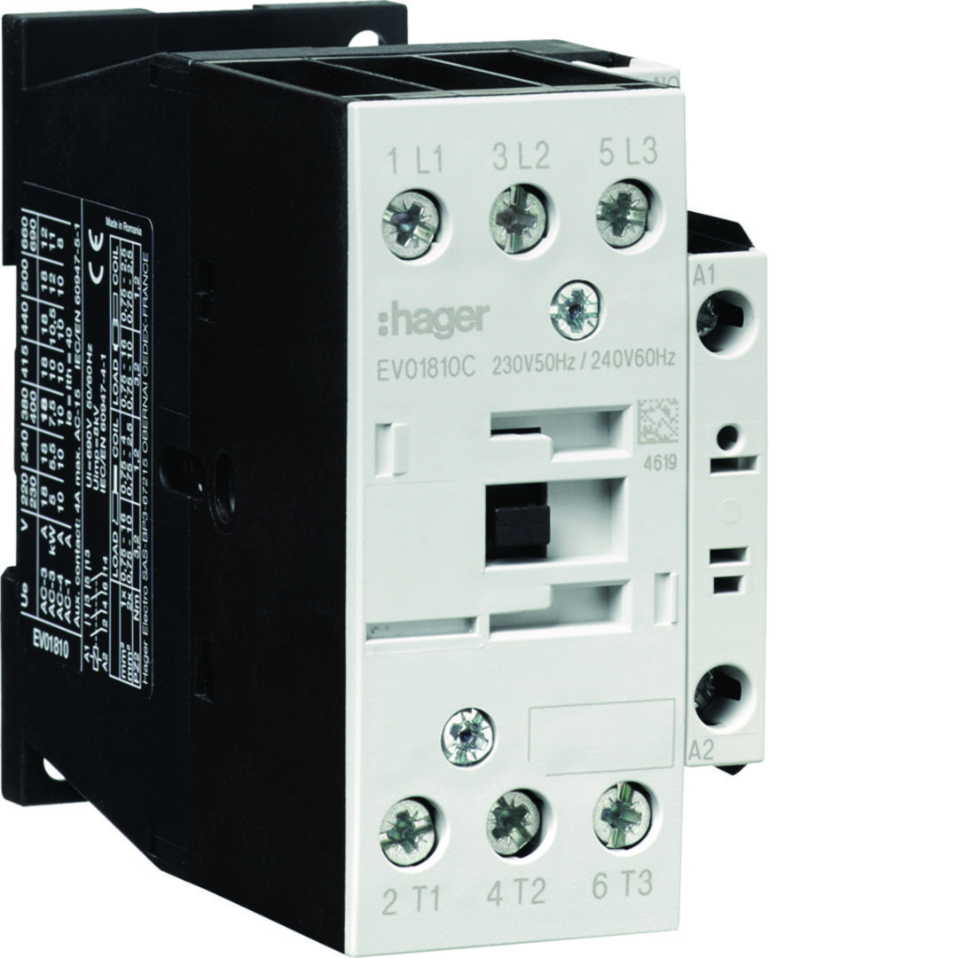 Kontaktor (mágneskapcsoló) 7.5kW/400VAC-3 3Z 230V50Hz 1z csavaros 40A/AC-1/400V EV Hager