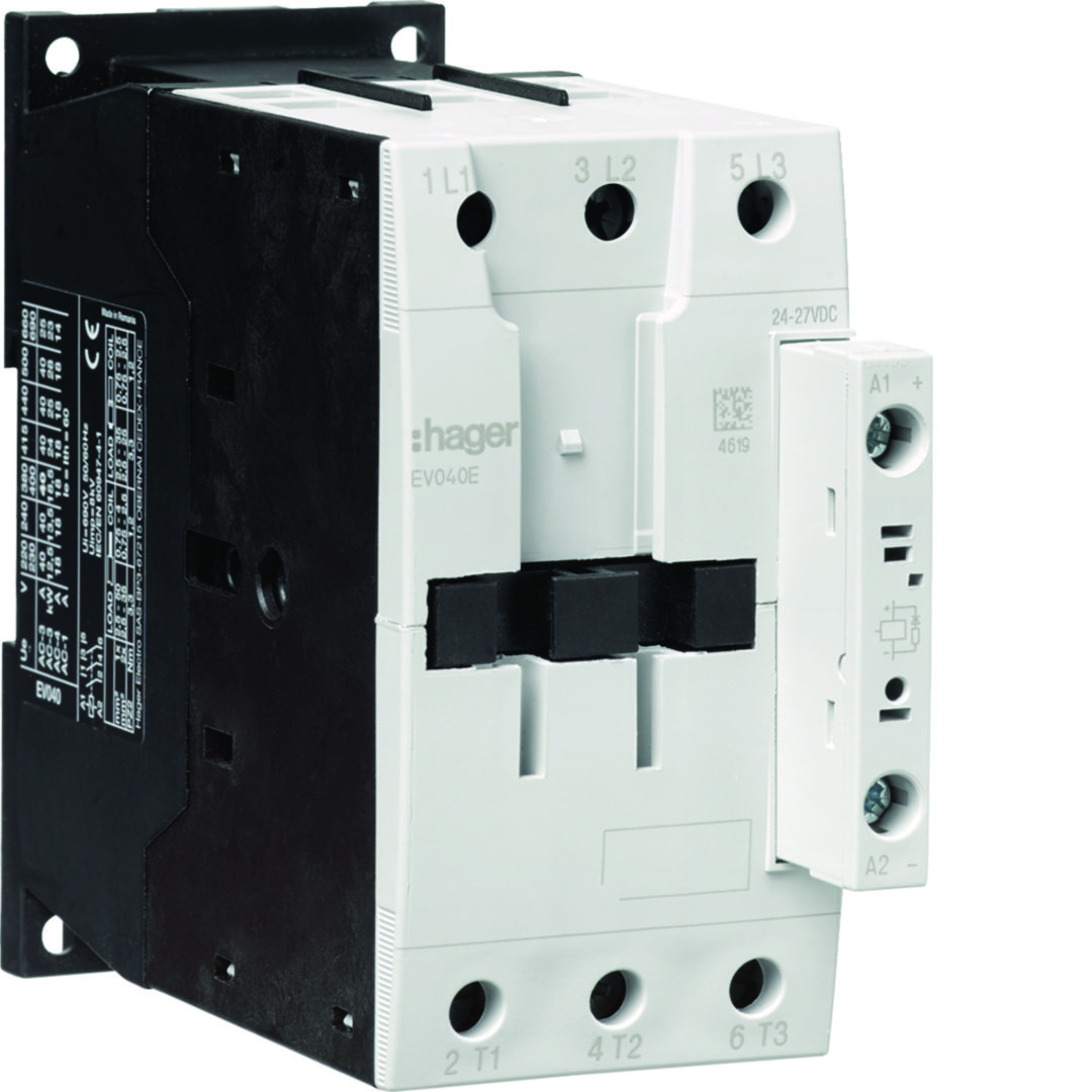 Kontaktor (mágneskapcsoló) 18.5kW/400VAC-3 3Z 24-27VDC csavaros 60A/AC-1/400V EV Hager
