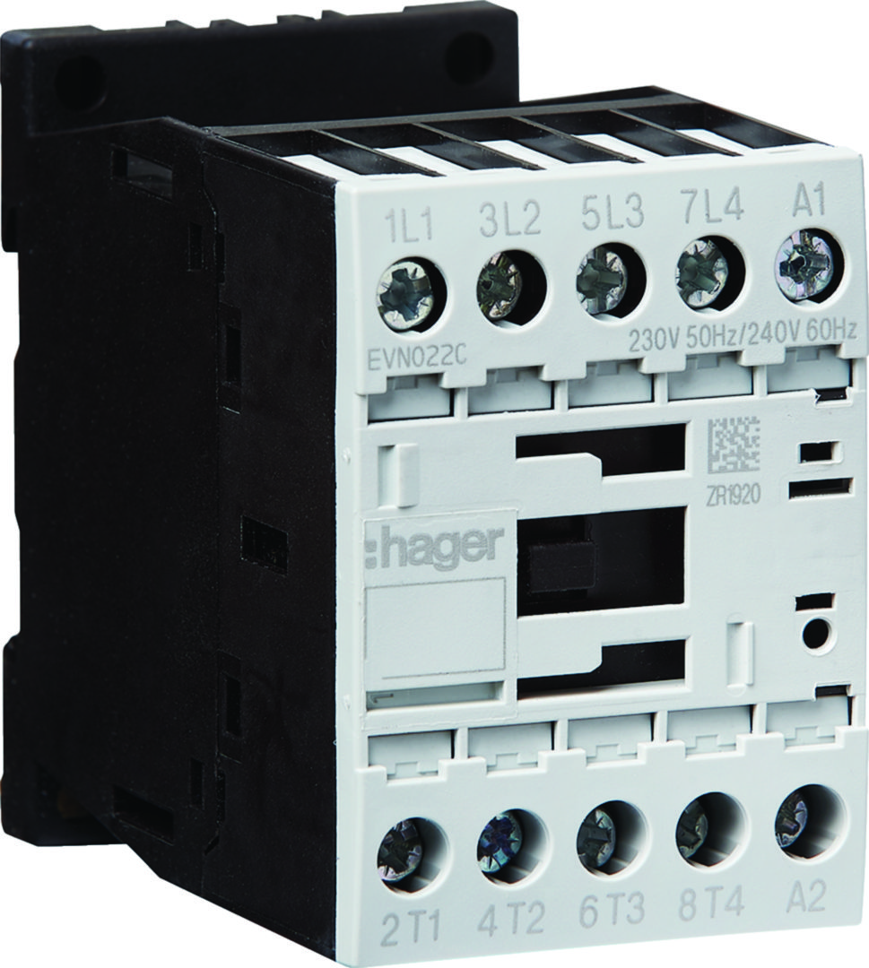 Kontaktor (mágneskapcsoló) 5.5kW/400VAC-3 4Z 230V50Hz csavaros 22A/AC-1/400V EVN Hager