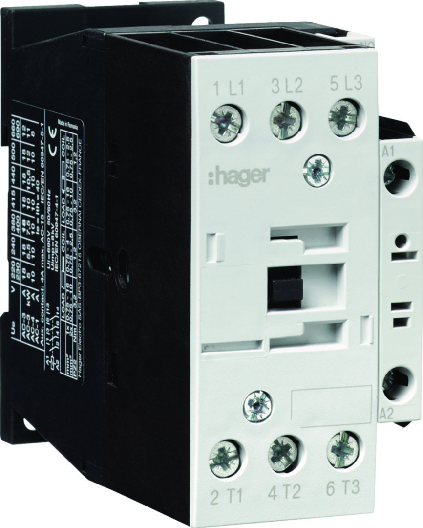 Kontaktor (mágneskapcsoló) 7.5kW/400VAC-3 3Z 24V50Hz 1z csavaros 40A/AC-1/400V EV Hager