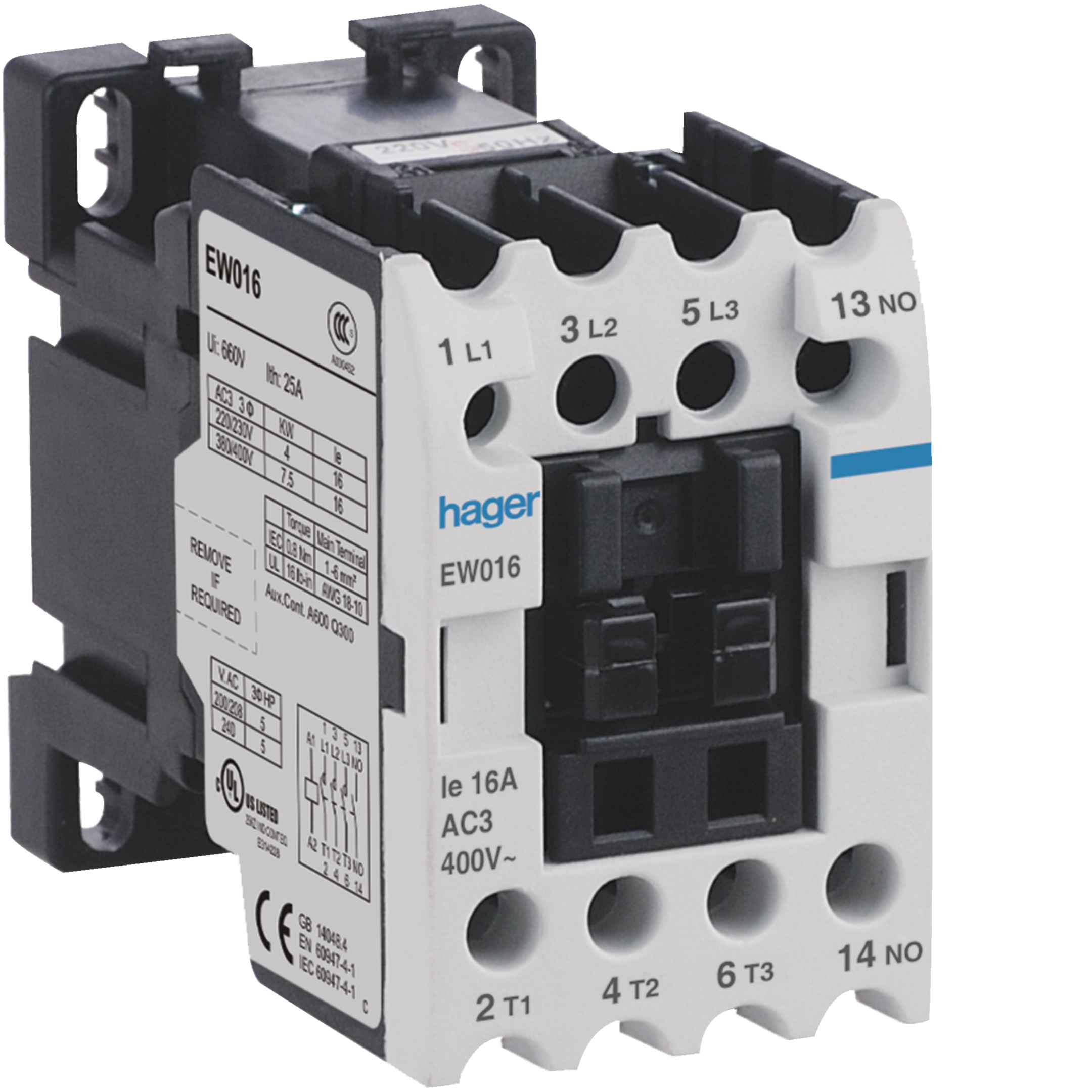 Contactor 16A-AC3 / coil 110V AC 50/60Hz • EW016_H | Hager