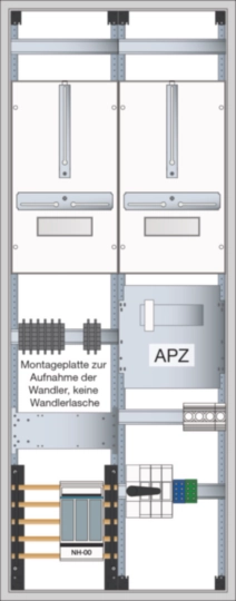 FP92W3N - Wandler- und Messschrank,mit APZ,univers N,bis 160 A,IP44,SKII,1400x550x205 mm