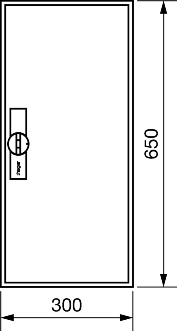 Üres elosztószekrény falonkívüli porszórt acél teli ajtó 125A 300mmx 650mmx 161mm Univers Hager