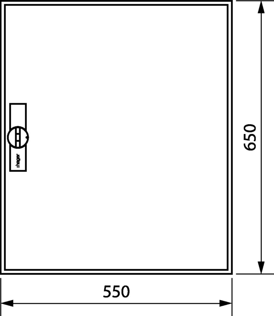 Üres elosztószekrény falonkívüli porszórt acél teli ajtó 125A 550mmx 650mmx 161mm Univers Hager