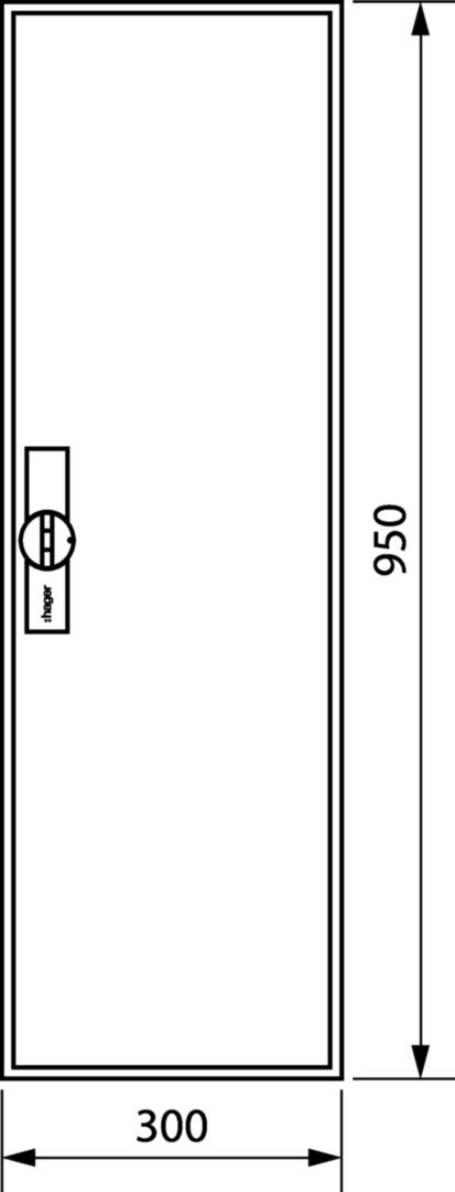 Üres elosztószekrény falonkívüli porszórt acél 1-es teli ajtó 125A 300mmx 950mmx Univers Hager