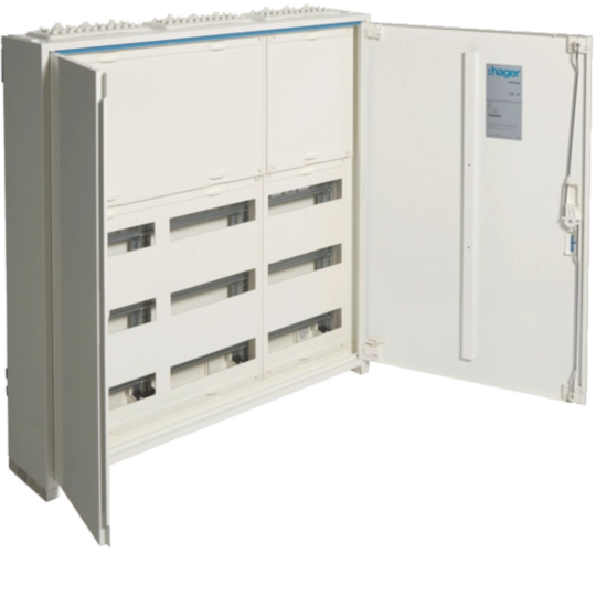 FWQ53N - Opbouwveldverdeler met afdekplaat IP44, 800x800x161 mm, 108 modulen, geïsoleerd