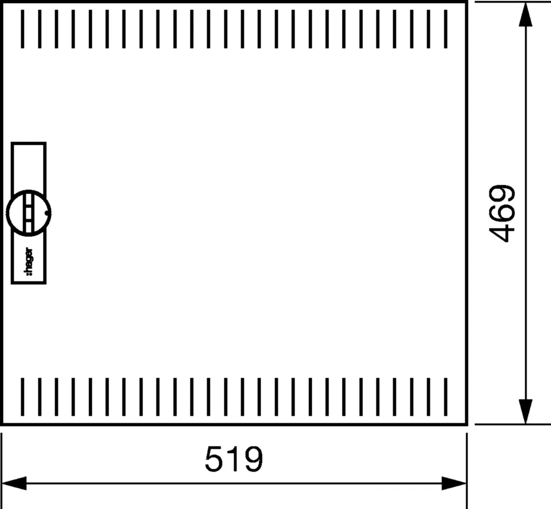 FZ002NV1 - Deur rechts, geventileerd voor 160/205 mm diepe verdelers, H 500 x B 550-1300 mm