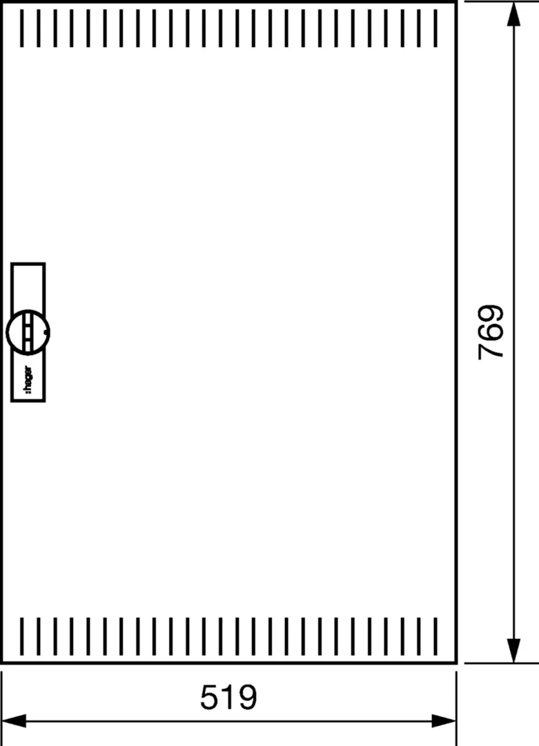 FZ010NV1 - Deur rechts, geventileerd voor 160/205 mm diepe verdeler, H 800 x B 550-1300 mm