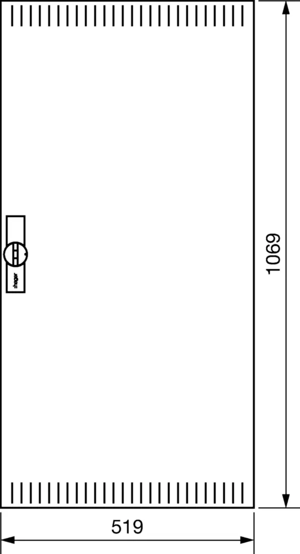 FZ022NV1 - Tür, univers, rechts, geschlitzt, RAL 9010, für Schrank IP3X, 1100x550mm