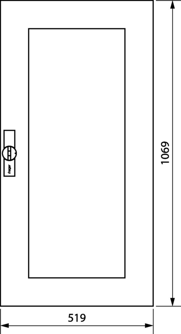 Ajtó átlátszó fehér porszórt acél IP44 519mmx 1069mmx Univers Hager